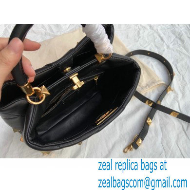 Valentino Large Roman Stud The Handle Bag Black 2021 - Click Image to Close