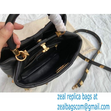 Valentino Large Roman Stud The Handle Bag Black 2021