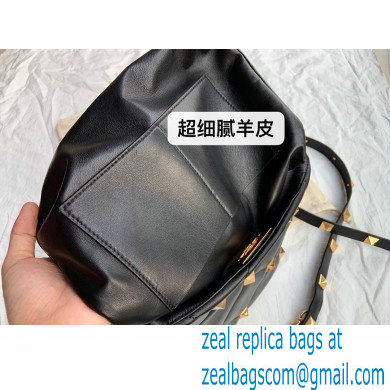 Valentino Large Roman Stud The Handle Bag Black 2021 - Click Image to Close