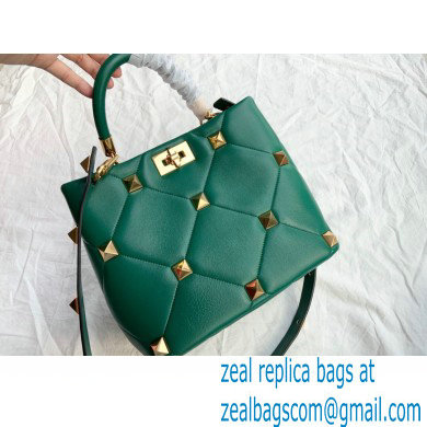 Valentino Large Roman Stud The Handle Bag Green 2021 - Click Image to Close