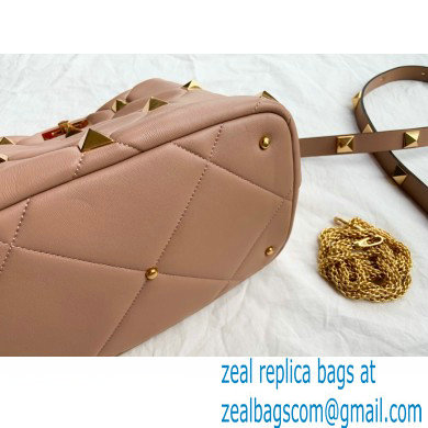 Valentino Large Roman Stud The Handle Bag Nude 2021 - Click Image to Close