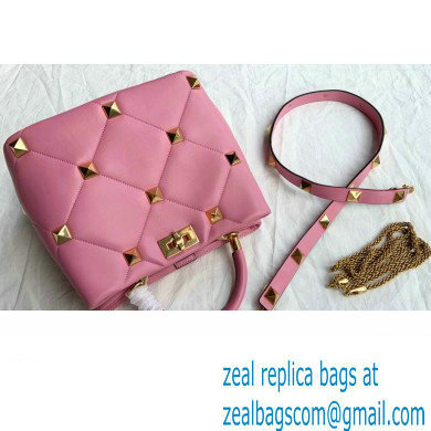 Valentino Large Roman Stud The Handle Bag Pink 2021