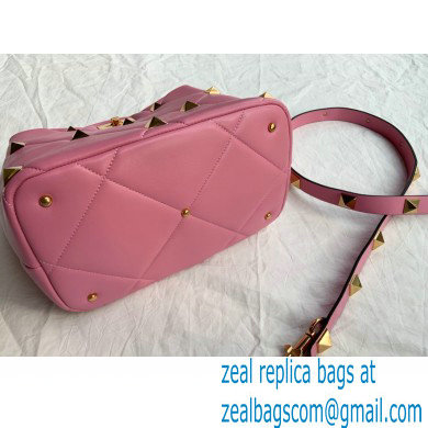 Valentino Large Roman Stud The Handle Bag Pink 2021 - Click Image to Close