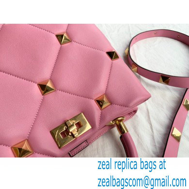 Valentino Large Roman Stud The Handle Bag Pink 2021 - Click Image to Close