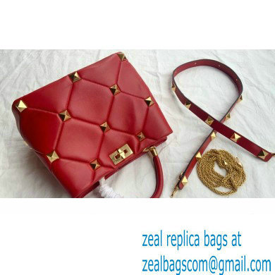 Valentino Large Roman Stud The Handle Bag Red 2021 - Click Image to Close