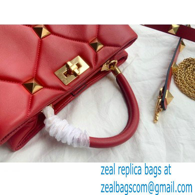 Valentino Large Roman Stud The Handle Bag Red 2021 - Click Image to Close