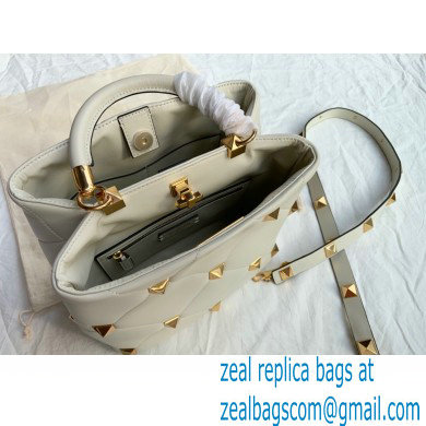 Valentino Large Roman Stud The Handle Bag White 2021