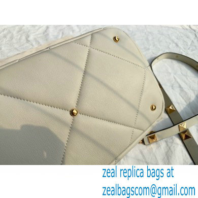 Valentino Large Roman Stud The Handle Bag White 2021 - Click Image to Close