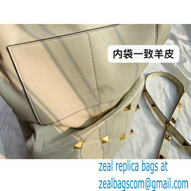 Valentino Large Roman Stud The Handle Bag White 2021 - Click Image to Close