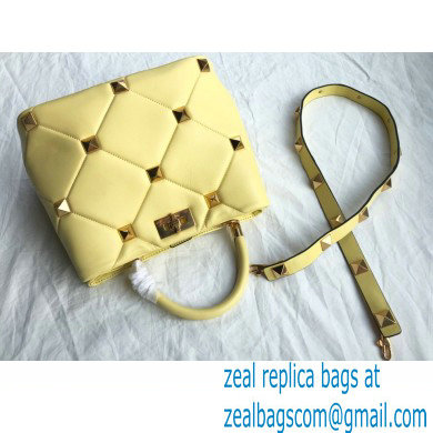 Valentino Large Roman Stud The Handle Bag Yellow 2021 - Click Image to Close