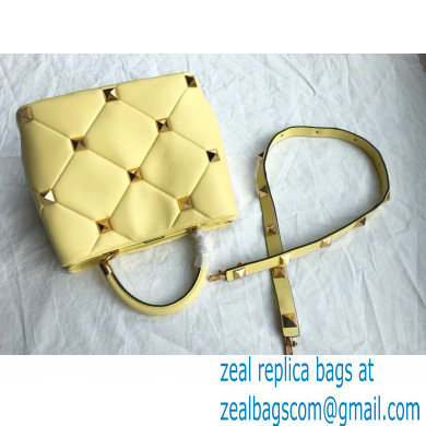 Valentino Large Roman Stud The Handle Bag Yellow 2021