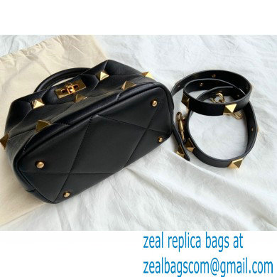 Valentino Small Roman Stud The Handle Bag Black 2021 - Click Image to Close