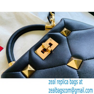 Valentino Small Roman Stud The Handle Bag Black 2021