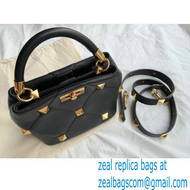 Valentino Small Roman Stud The Handle Bag Black 2021