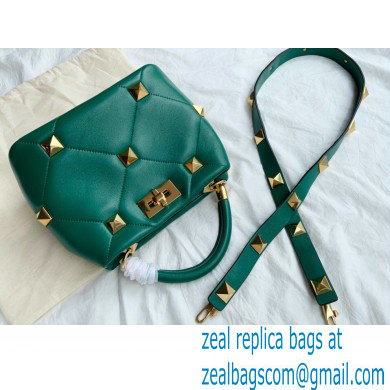 Valentino Small Roman Stud The Handle Bag Green 2021 - Click Image to Close