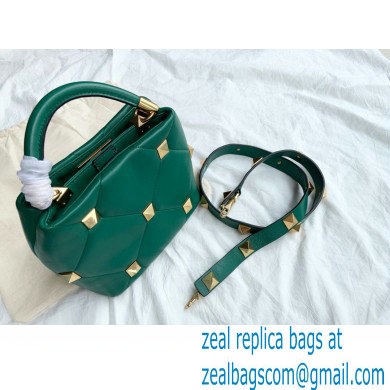 Valentino Small Roman Stud The Handle Bag Green 2021 - Click Image to Close