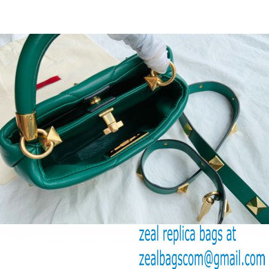 Valentino Small Roman Stud The Handle Bag Green 2021 - Click Image to Close