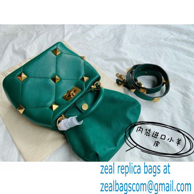 Valentino Small Roman Stud The Handle Bag Green 2021 - Click Image to Close