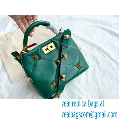 Valentino Small Roman Stud The Handle Bag Green 2021 - Click Image to Close