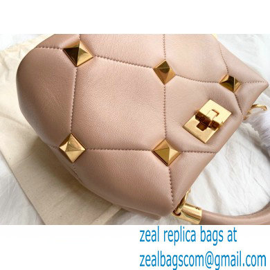 Valentino Small Roman Stud The Handle Bag Nude 2021 - Click Image to Close