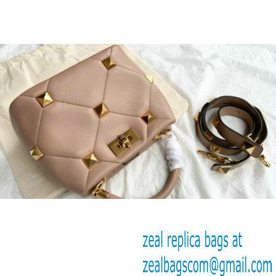 Valentino Small Roman Stud The Handle Bag Nude 2021 - Click Image to Close