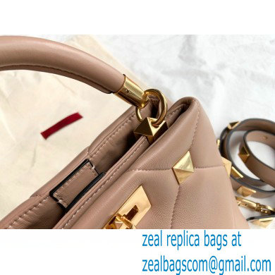 Valentino Small Roman Stud The Handle Bag Nude 2021