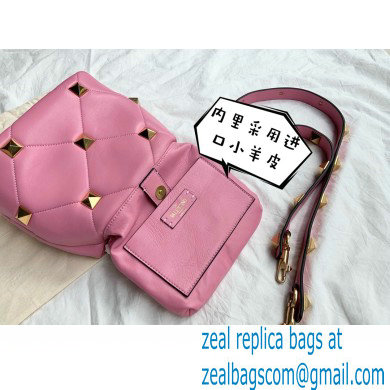 Valentino Small Roman Stud The Handle Bag Pink 2021 - Click Image to Close