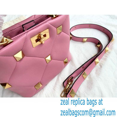 Valentino Small Roman Stud The Handle Bag Pink 2021 - Click Image to Close