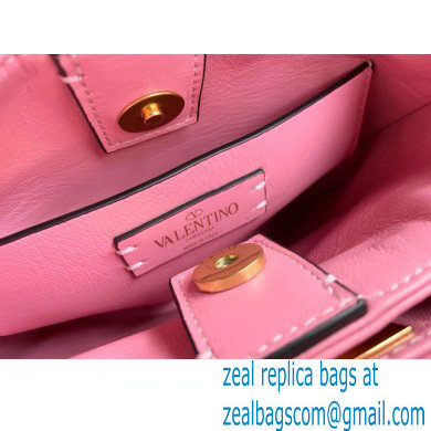 Valentino Small Roman Stud The Handle Bag Pink 2021 - Click Image to Close