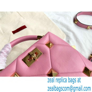 Valentino Small Roman Stud The Handle Bag Pink 2021 - Click Image to Close