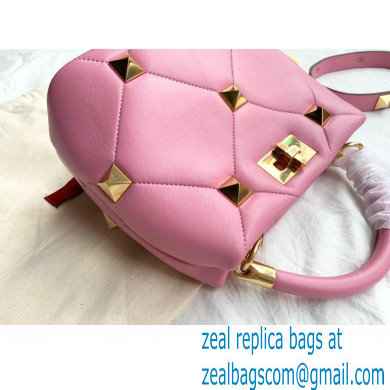 Valentino Small Roman Stud The Handle Bag Pink 2021 - Click Image to Close