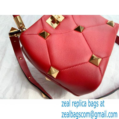 Valentino Small Roman Stud The Handle Bag Red 2021 - Click Image to Close