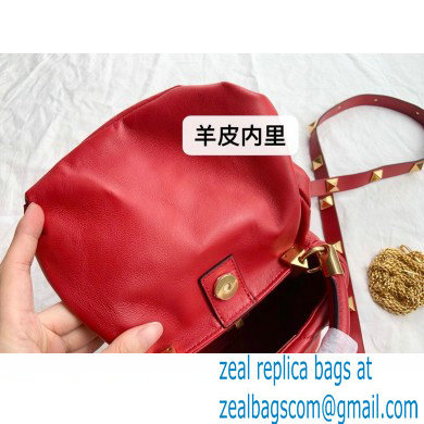 Valentino Small Roman Stud The Handle Bag Red 2021 - Click Image to Close