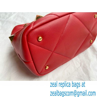 Valentino Small Roman Stud The Handle Bag Red 2021 - Click Image to Close