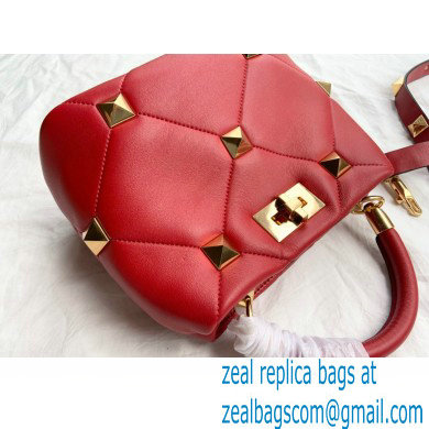 Valentino Small Roman Stud The Handle Bag Red 2021 - Click Image to Close