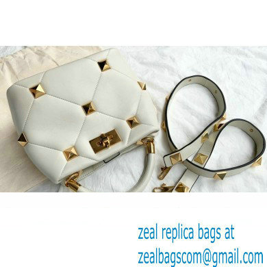 Valentino Small Roman Stud The Handle Bag White 2021 - Click Image to Close