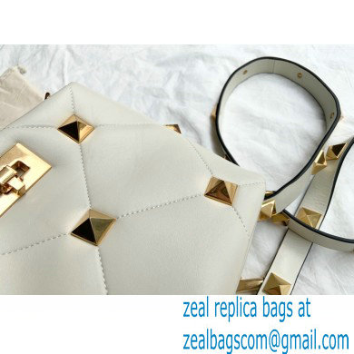 Valentino Small Roman Stud The Handle Bag White 2021 - Click Image to Close