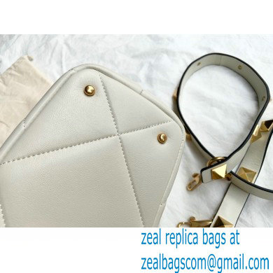 Valentino Small Roman Stud The Handle Bag White 2021 - Click Image to Close