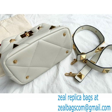 Valentino Small Roman Stud The Handle Bag White 2021 - Click Image to Close