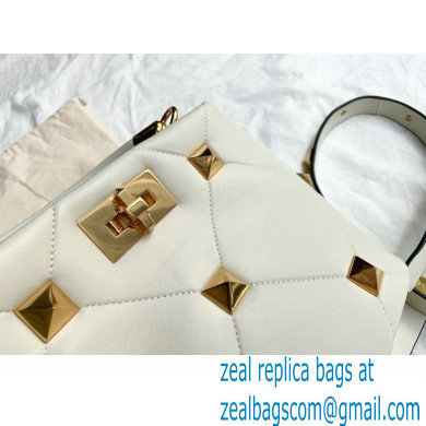 Valentino Small Roman Stud The Handle Bag White 2021 - Click Image to Close