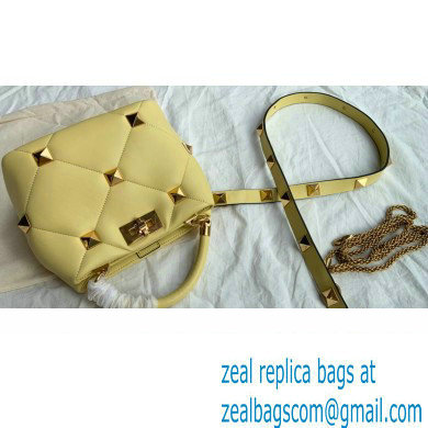 Valentino Small Roman Stud The Handle Bag Yellow 2021