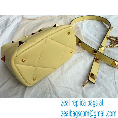 Valentino Small Roman Stud The Handle Bag Yellow 2021 - Click Image to Close