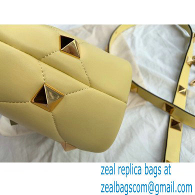 Valentino Small Roman Stud The Handle Bag Yellow 2021 - Click Image to Close