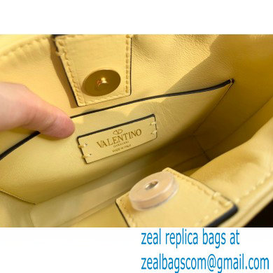 Valentino Small Roman Stud The Handle Bag Yellow 2021 - Click Image to Close