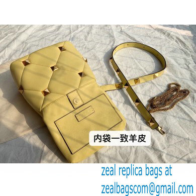 Valentino Small Roman Stud The Handle Bag Yellow 2021 - Click Image to Close