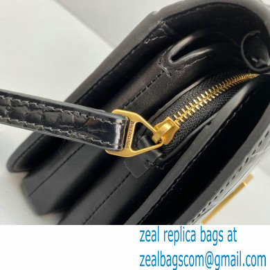 BalenciagaCowhide Crocodile embossed Flap bag in Black Bb011 - Click Image to Close
