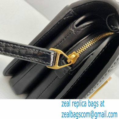 BalenciagaCowhide Crocodile embossed Flap bag in Black Bb011