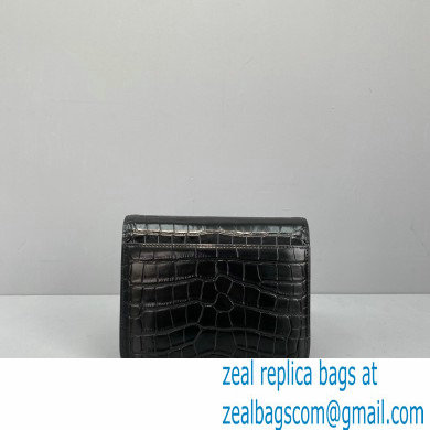 BalenciagaCowhide Crocodile embossed Flap bag in Black Bb011 - Click Image to Close