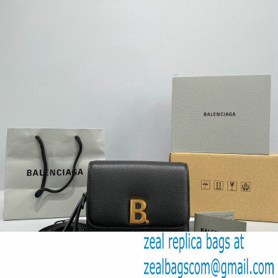 Balenciaga Cowhide B Metal buckle Flap bag in Black Bb002 2021 - Click Image to Close