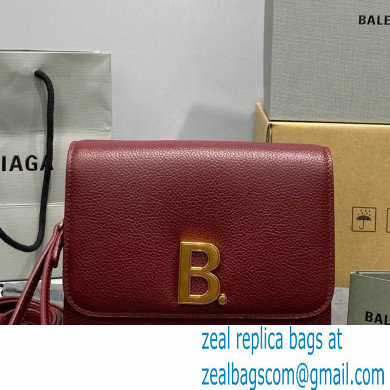 Balenciaga Cowhide B Metal buckle Flap bag in Red Bb001 2021